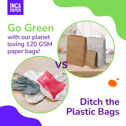 8" x 4.75" x 10.25" Kraft Paper Bags with Twisted Handles (120 GSM)