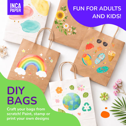 16" x 6" x 12" Printed White Paper Bags with Twisted Handles (120 GSM)