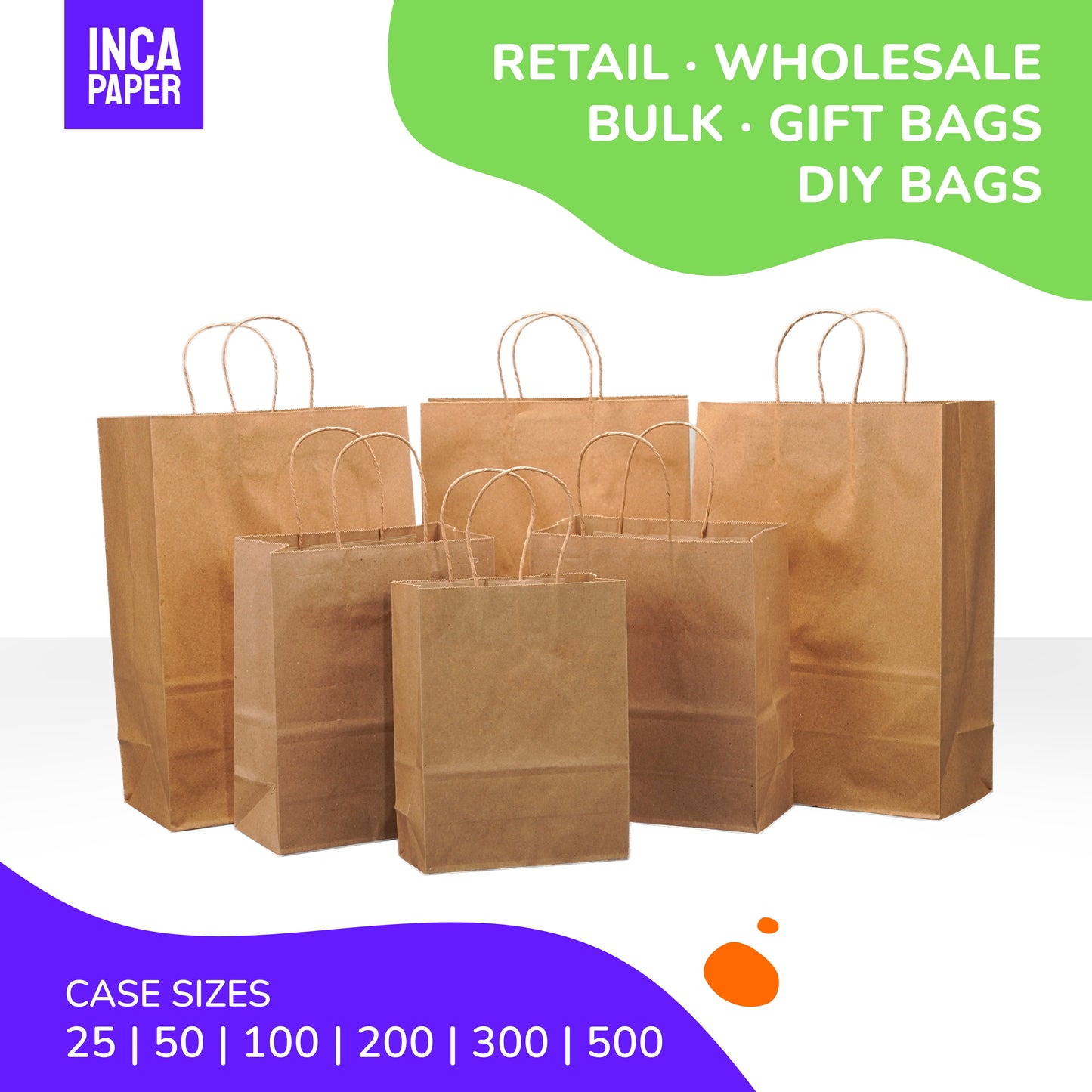 10" x 5" x 13" Kraft Paper Bags with Twisted Handles (120 GSM)