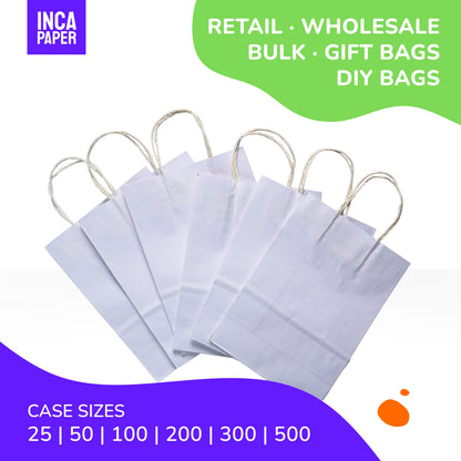 16" x 6" x 12" Printed White Paper Bags with Twisted Handles (120 GSM)