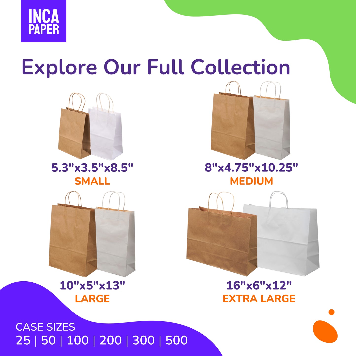 16" x 6" x 12" Printed White Paper Bags with Twisted Handles (120 GSM)